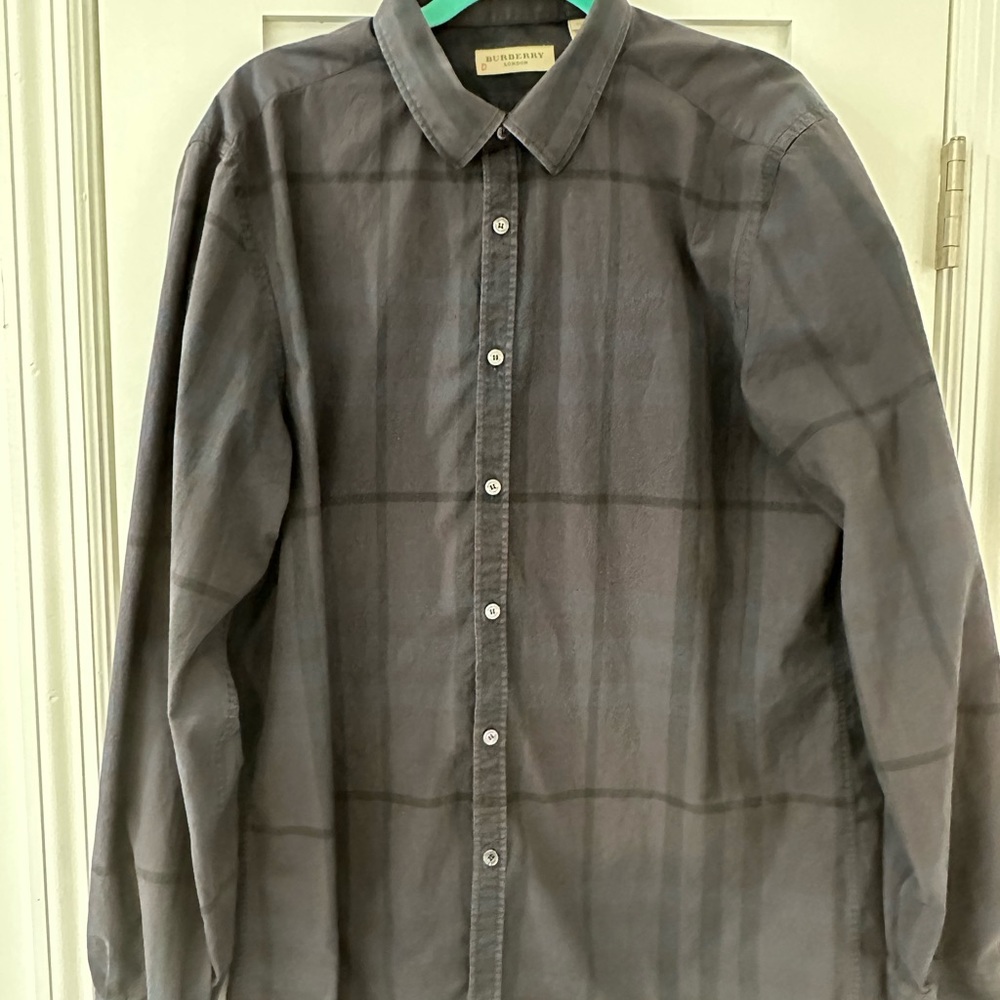 Burberry London Nova check print Plaid Size XXL Black casual shirt